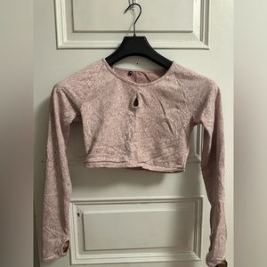 Gymshark Cropped Fleur Texture Pink Long Sleeve